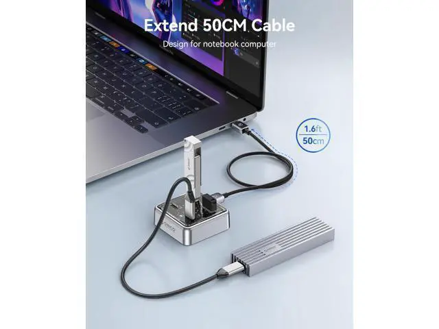 Alt view image 5 of 7 - WRIARICH 10Gbps USB-C Hub, 4-Port Zinc Alloy USB 3.2 Splitter with 2 USB-A & 2 USB-C Ports, High-Speed Data Extender for Laptops, PCs, Desktops, and More (1.64Ft)