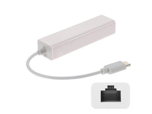 Alt view image 2 of 3 - WRIARICH USB-C Type C Male to 100M Gigabit Ethernet Network LAN Adapter for Laptop PC White