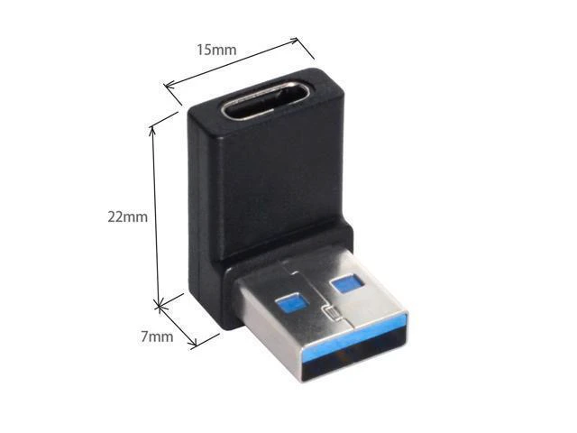 Alt view image 3 of 3 - WRIARICH USB-C Type C Female 90 Degree Down Angled to USB 3.0 A Male Data Adapter for Laptop Desktop