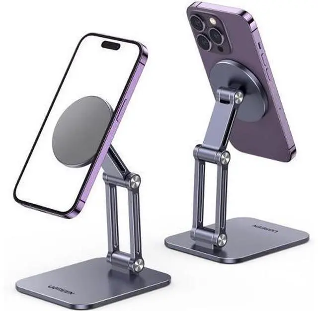 Main image of WRIARICH Magnetic Phone Stand Compatible with MagSafe Holder for Desk Ergonomic Design Adjustable, Aluminum Cell Phone Stand Compatible for iPhone 17 Air 16 15 14 13 12 Pro Max and MagSafe Case, Grey