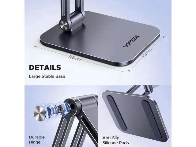 Alt view image 4 of 7 - WRIARICH Magnetic Phone Stand Compatible with MagSafe Holder for Desk Ergonomic Design Adjustable, Aluminum Cell Phone Stand Compatible for iPhone 17 Air 16 15 14 13 12 Pro Max and MagSafe Case, Grey