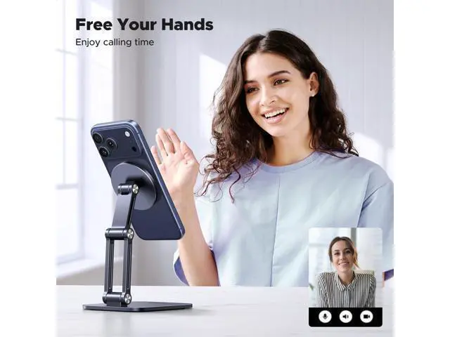 Alt view image 5 of 7 - WRIARICH Magnetic Phone Stand Compatible with MagSafe Holder for Desk Ergonomic Design Adjustable, Aluminum Cell Phone Stand Compatible for iPhone 17 Air 16 15 14 13 12 Pro Max and MagSafe Case, Grey