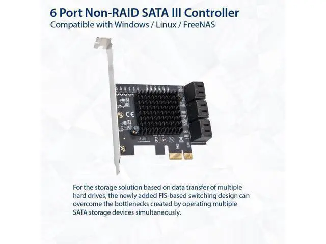 Alt view image 2 of 5 - WRIARICH IO CREST 6 Port SATA III to PCIe 3.0 x1 Non-RAID Expansion Card JMB575 JMB582 Low Profile Bracket (SY-PEX40166)