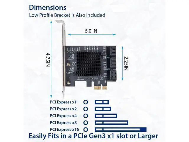 Alt view image 4 of 5 - WRIARICH IO CREST 6 Port SATA III to PCIe 3.0 x1 Non-RAID Expansion Card JMB575 JMB582 Low Profile Bracket (SY-PEX40166)