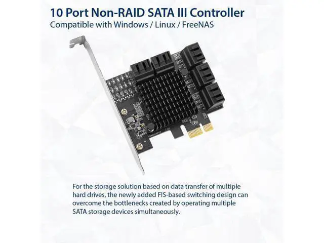 Alt view image 2 of 5 - WRIARICH IO CREST 10 Port SATA III to PCIe 3.0 x1 Non-RAID Expansion Card JMB582 Low Profile Bracket, (SY-PEX40167)