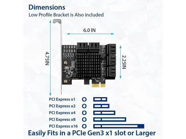 Alt view image 4 of 5 - WRIARICH IO CREST 10 Port SATA III to PCIe 3.0 x1 Non-RAID Expansion Card JMB582 Low Profile Bracket, (SY-PEX40167)