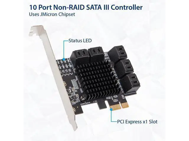 Alt view image 5 of 5 - WRIARICH IO CREST 10 Port SATA III to PCIe 3.0 x1 Non-RAID Expansion Card JMB582 Low Profile Bracket, (SY-PEX40167)