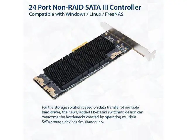 Alt view image 3 of 5 - WRIARICH IO CREST 24 Port SATA III to PCIe 3.0 x4 Non-RAID Expansion Card JMB575 JMB582 Low Profile Bracket,SI-PEX40169