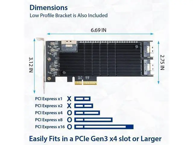 Alt view image 5 of 5 - WRIARICH IO CREST 24 Port SATA III to PCIe 3.0 x4 Non-RAID Expansion Card JMB575 JMB582 Low Profile Bracket,SI-PEX40169
