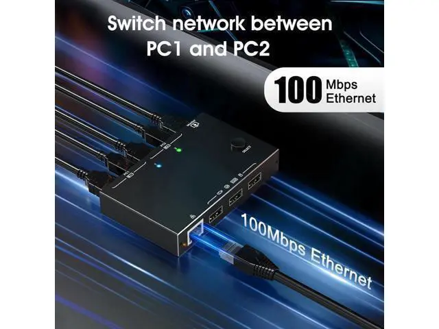 Alt view image 4 of 6 - WRIARICH 2 Port HDMI KVM Switch with Ethernet, HDMI KVM Switch 2 in 1 Out 4K@60Hz, HDMI KVM Switches for 2 Computers Share 1 Monitor and 3 USB Devices Keyboard Mouse, Ethernet Network KVM Switcher