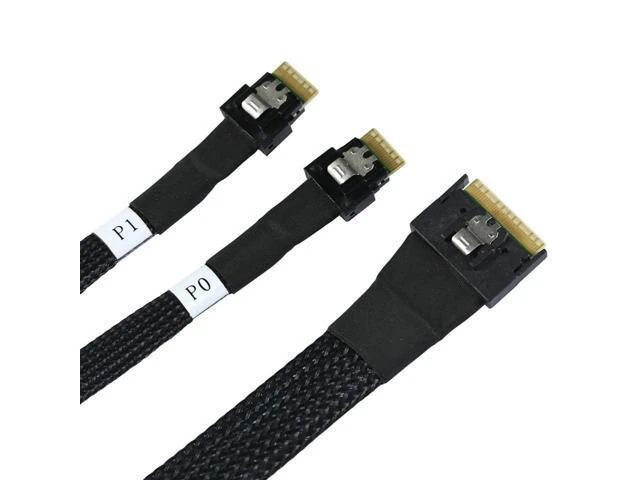 Alt view image 3 of 6 - WRIARICH Slimline SAS SFF 8654 8i to Dual SFF 8654 4i Server Cable with Anti-Misplug Design \u2013 12Gbps High Speed 32AWG Data Transfer Cord, 10 Ohm Impedance (0.8M)