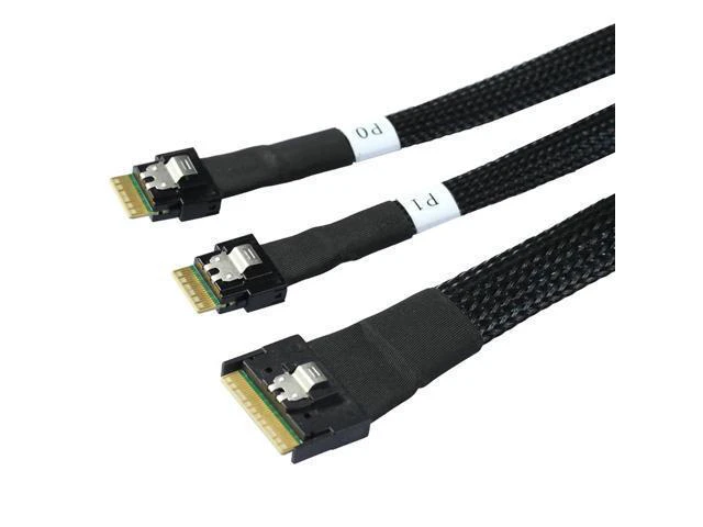 Alt view image 4 of 6 - WRIARICH Slimline SAS SFF 8654 8i to Dual SFF 8654 4i Server Cable with Anti-Misplug Design \u2013 12Gbps High Speed 32AWG Data Transfer Cord, 10 Ohm Impedance (0.8M)