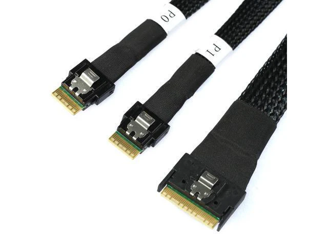 Alt view image 5 of 6 - WRIARICH Slimline SAS SFF 8654 8i to Dual SFF 8654 4i Server Cable with Anti-Misplug Design \u2013 12Gbps High Speed 32AWG Data Transfer Cord, 10 Ohm Impedance (0.8M)