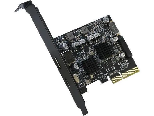 Alt view image 7 of 7 - WRIARICH PCIE to USB 3.2 Gen 2 Expansion Adapter Card 10Gbps, PCI-e Express to USB A and USB C Controller Card with Internal Type-E and 19/20pin Header for Front Panel Mount
