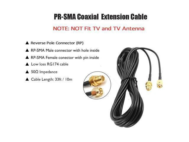 Alt view image 2 of 4 - WRIARICH 2Pack 33ft WiFi Antenna Extension Cable RP-SMA Male to Female Connector for Wireless LAN Router Bridge Wireless Network Card Security IP Camera