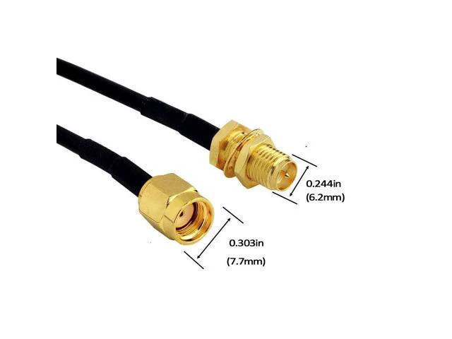 Alt view image 3 of 4 - WRIARICH 2Pack 33ft WiFi Antenna Extension Cable RP-SMA Male to Female Connector for Wireless LAN Router Bridge Wireless Network Card Security IP Camera