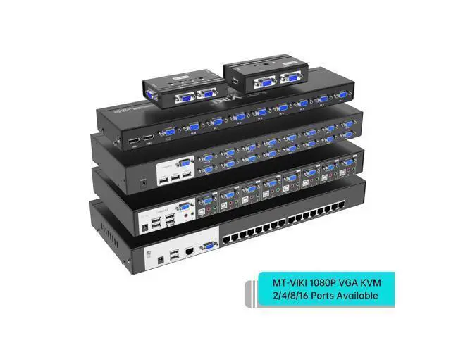 Alt view image 2 of 7 - WRIARICH MT-VIKI VGA KVM Switch, 2 Port USB VGA KVM Switch for 2 Computers Share 1 Monitor Keyboard Mouse Printer, + 2 KVM Cables