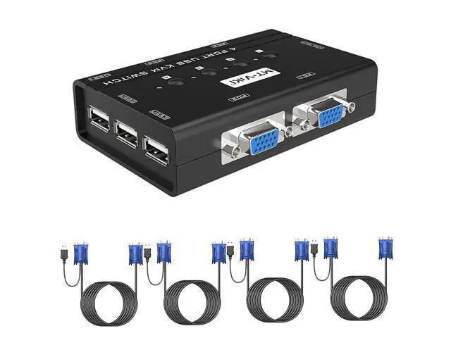 Alt view image 6 of 7 - WRIARICH MT-VIKI KVM Switch VGA, 4 Port KVM Switch for 4 Computers Share One Monitor Keyboard Mouse Printer, 3 USB 2.0 Hub, Included 4 VGA KVM Cables