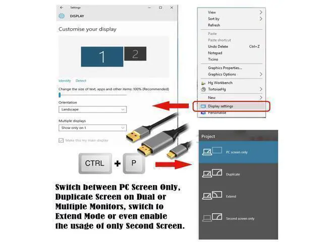 Alt view image 3 of 7 - WRIARICH Vszerda Reversible HDMI to USB-C Cable 4K, HDMI 1.4 Source to USB 3.1 Type C Male HDTV Cord for for Laptop Monitor 1.8m