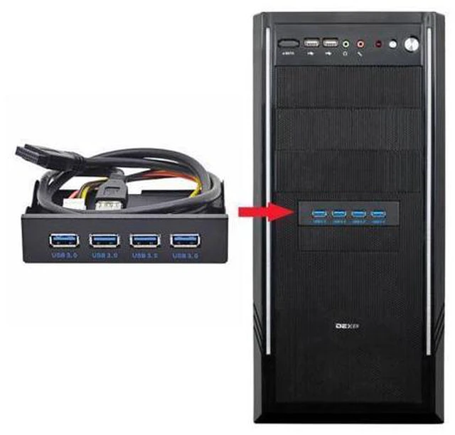 Alt view image 3 of 6 - WRIARICH USB 3.0 HUB 4 Ports Front Panel to Motherboard 20Pin Connector Cable for 3.5inch Floppy Bay