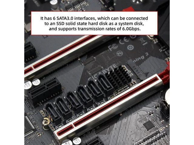 Alt view image 2 of 7 - WRIARICH NGFF NVME M-Key PCI Express to SATA 3.0 6 Ports 6Gbps Adapter Converter Hard Drive Extension Card 2280