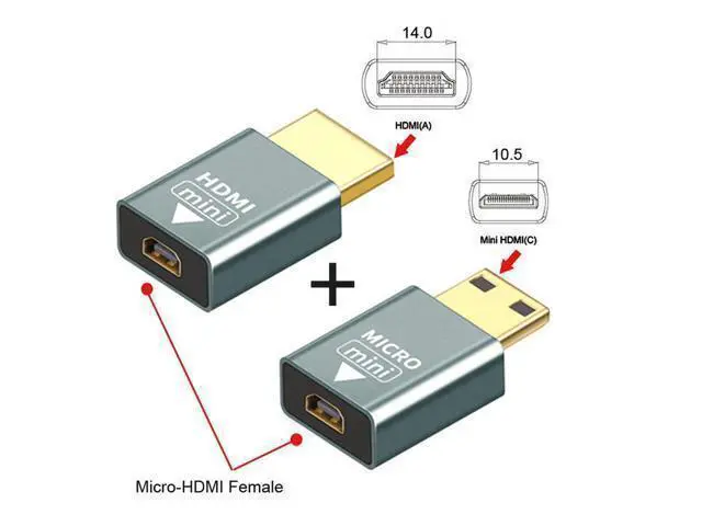 Alt view image 2 of 3 - WRIARICH 2pcs/set Adapter 4K & HDTV 1.4 Male Compatible Micro HDTV Female to Mini Male