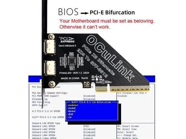 Alt view image 3 of 7 - WRIARICH 2 Port PCIe 4.0 X8 to Oculink Adapter,SFF-8611/8612 to PCI Express Expansion Card Adapter with 8cm/12cm Slot Bracket