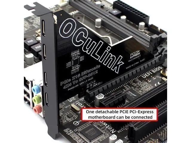 Alt view image 2 of 7 - WRIARICH 4 Port PCIe 4.0 X16 to Oculink Adapter,SFF-8611/8612 to PCI Express Expansion Card Adapter with 12cm Slot Bracket