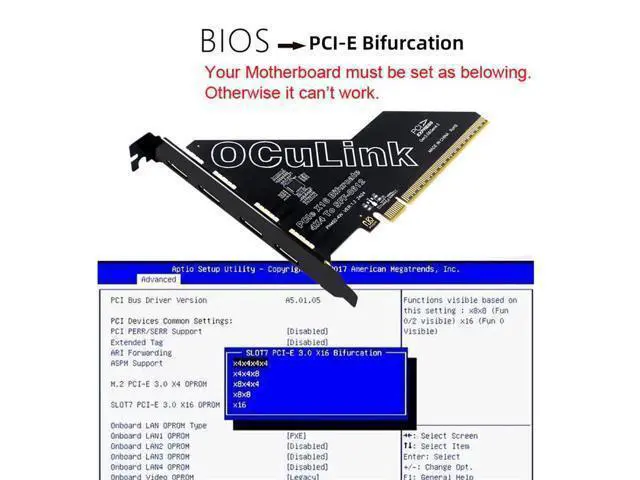 Alt view image 5 of 7 - WRIARICH 4 Port PCIe 4.0 X16 to Oculink Adapter,SFF-8611/8612 to PCI Express Expansion Card Adapter with 12cm Slot Bracket