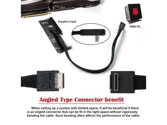 Alt view image 4 of 7 - WRIARICH Down Angled 90 Degree OcuLink PCIe 4.0 PCI-Express SFF-8611 4i to SFF-8611 Data Active Cable for eGPU SSD 80cm