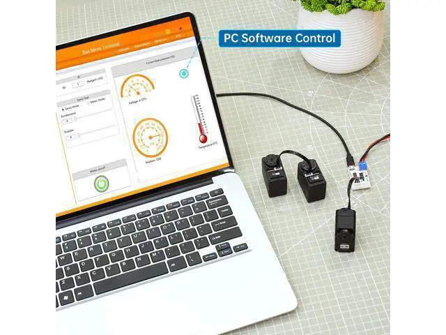 Alt view image 6 of 7 - WRIARICH LX-16A Serial Bus Servo with Bracket, Dual Bearing Full Metal Gear Steering Servo with Debug System for RC Robot DIY, High Torque Servo 17KG.CM 6V - 19.5KG.CM 7.4V, Control Angle 240°