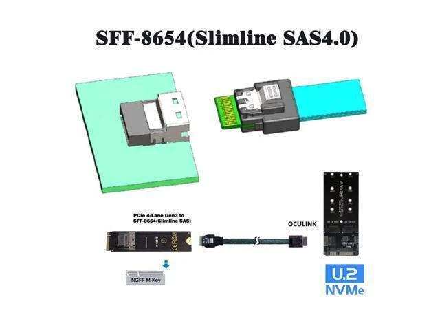 Alt view image 4 of 7 - WRIARICH OcuLink PCIe PCI-Express SFF-8611 4i to SFF-8654 Slimline SSD Data Active Cable 50cm