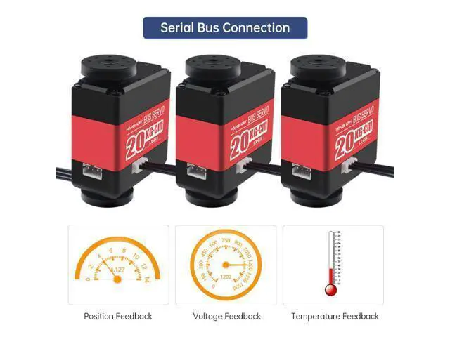 Alt view image 2 of 7 - WRIARICH LX-224 Serial Bus Servo with Bracket, 3 Connectors 20KG Large Torque Dual Ball Bearing Full Metal Servo Motor Equipped with Debug System for Robot DIY Making, 240 Degree Bus Servo