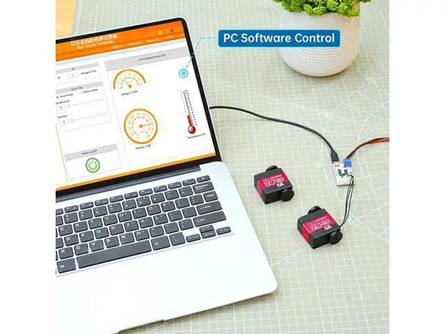 Alt view image 4 of 7 - WRIARICH LX-224 Serial Bus Servo with Bracket, 3 Connectors 20KG Large Torque Dual Ball Bearing Full Metal Servo Motor Equipped with Debug System for Robot DIY Making, 240 Degree Bus Servo