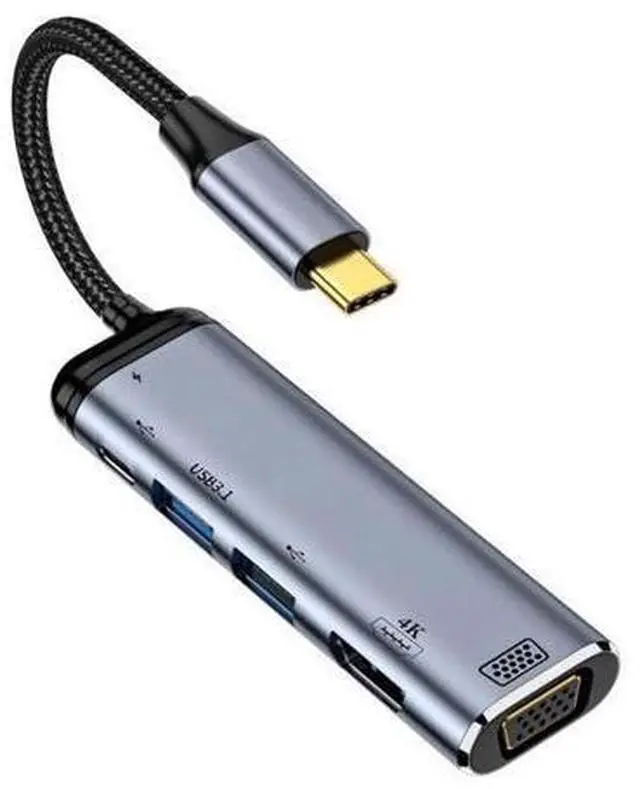 Main image of WRIARICH USB-C Type C to HDMI VGA Dual USB 3.0 HUB Converter HDTV Multiport Adapter 4K 60hz 1080p with Female PD 100W Power Port