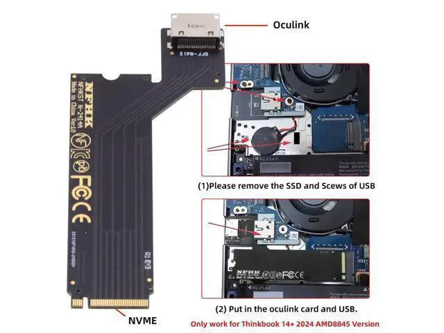 Alt view image 4 of 7 - WRIARICH PCI-E 4.0 M.2 M-Key to Oculink SFF-8612 SFF-8611 Host Adapter for 2024 ThinkBook 14+ AMD8845 External Graphics Card & SSD