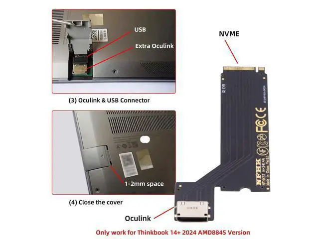 Alt view image 5 of 7 - WRIARICH PCI-E 4.0 M.2 M-Key to Oculink SFF-8612 SFF-8611 Host Adapter for 2024 ThinkBook 14+ AMD8845 External Graphics Card & SSD