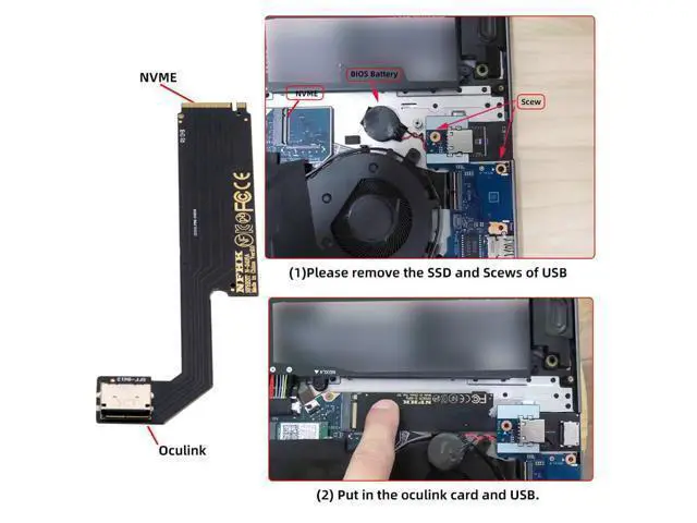 Alt view image 4 of 7 - WRIARICH PCI-E 4.0 M.2 M-Key to Oculink SFF-8612 SFF-8611 Host Adapter for 2024 ThinkBook 16+ AMD8845 External Graphics Card & SSD