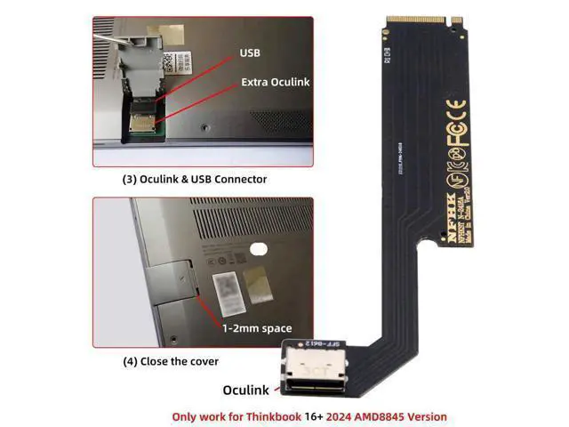 Alt view image 5 of 7 - WRIARICH PCI-E 4.0 M.2 M-Key to Oculink SFF-8612 SFF-8611 Host Adapter for 2024 ThinkBook 16+ AMD8845 External Graphics Card & SSD