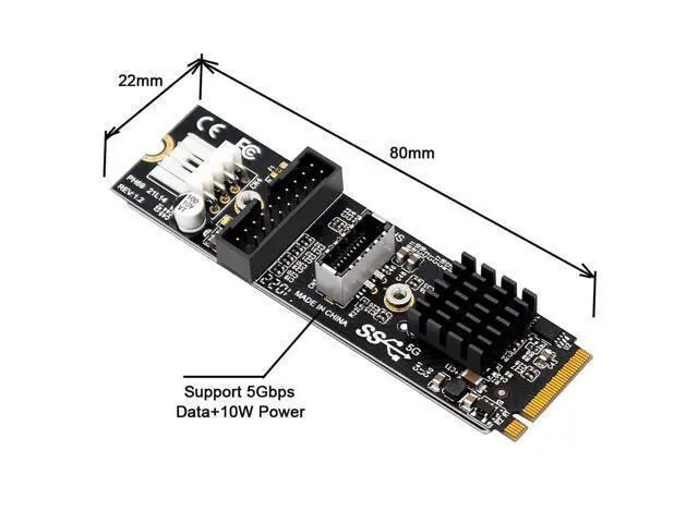 Alt view image 3 of 7 - WRIARICH 5Gbps Type-E USB 3.1 Front Panel Socket & USB 2.0 to NVME NGFF M-Key Express Card VL805 Adapter for Motherboard