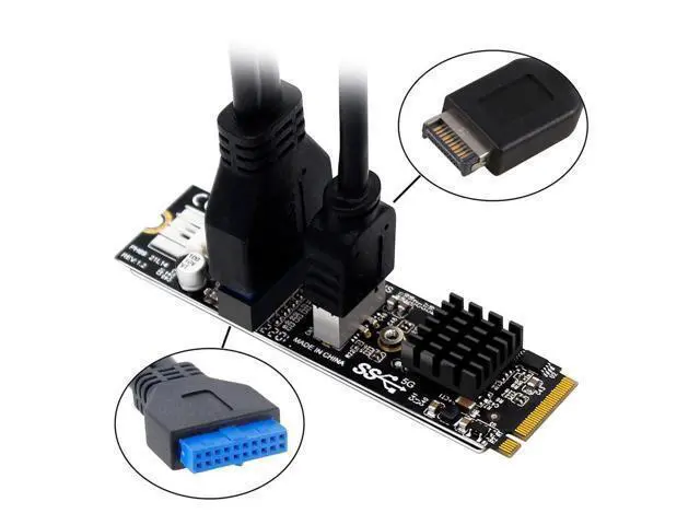Alt view image 4 of 7 - WRIARICH 5Gbps Type-E USB 3.1 Front Panel Socket & USB 2.0 to NVME NGFF M-Key Express Card VL805 Adapter for Motherboard