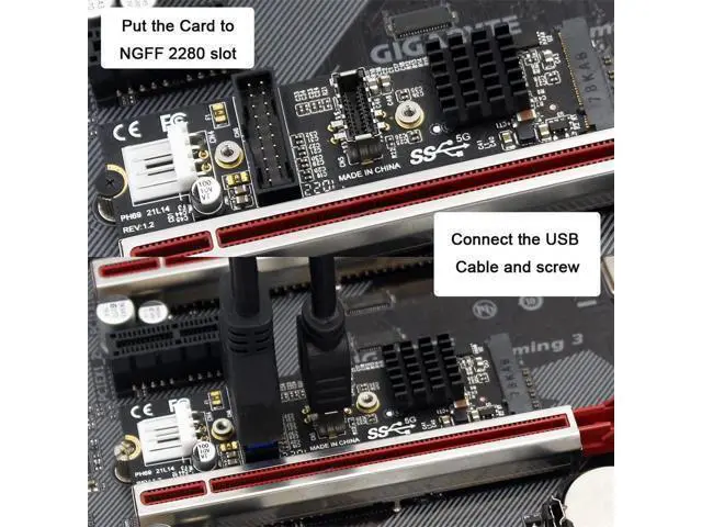 Alt view image 5 of 7 - WRIARICH 5Gbps Type-E USB 3.1 Front Panel Socket & USB 2.0 to NVME NGFF M-Key Express Card VL805 Adapter for Motherboard
