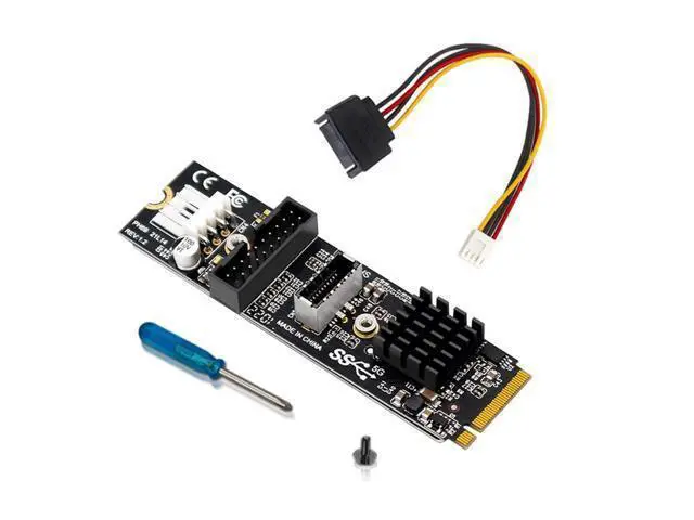 Alt view image 7 of 7 - WRIARICH 5Gbps Type-E USB 3.1 Front Panel Socket & USB 2.0 to NVME NGFF M-Key Express Card VL805 Adapter for Motherboard