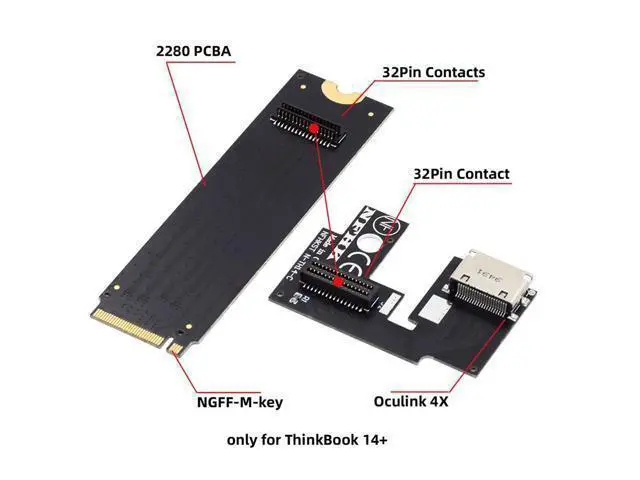 Alt view image 2 of 7 - WRIARICH PCI-E 3.0 M.2 M-Key to Oculink SFF-8612 SFF-8611 Host Adapter for ThinkBook 14+ External Graphics Card & SSD
