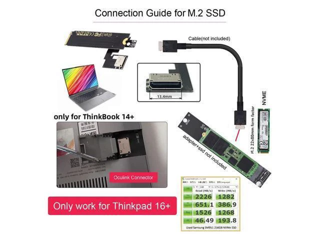 Alt view image 6 of 7 - WRIARICH PCI-E 3.0 M.2 M-Key to Oculink SFF-8612 SFF-8611 Host Adapter for ThinkBook 14+ External Graphics Card & SSD