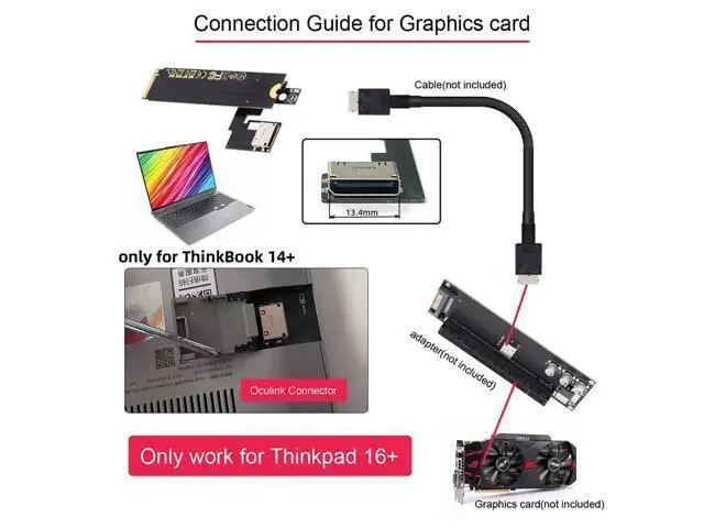 Alt view image 7 of 7 - WRIARICH PCI-E 3.0 M.2 M-Key to Oculink SFF-8612 SFF-8611 Host Adapter for ThinkBook 14+ External Graphics Card & SSD