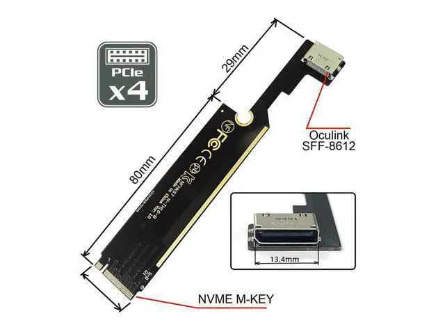 Alt view image 2 of 7 - WRIARICH PCI-E 3.0 M.2 M-Key to Oculink SFF-8612 SFF-8611 Host Adapter for ThinkBook 16+ External Graphics Card & SSD