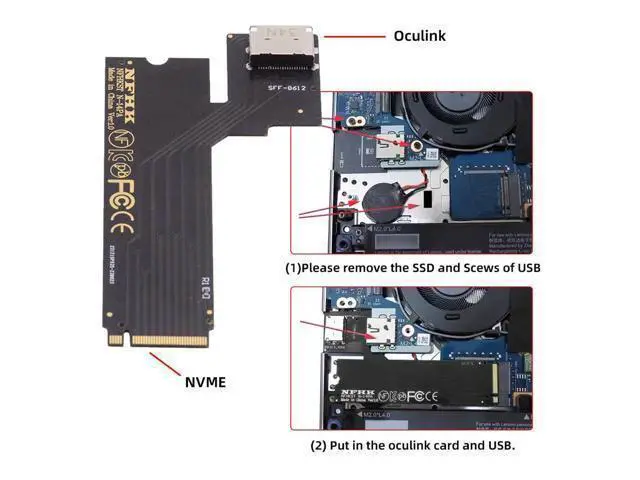 Alt view image 4 of 7 - WRIARICH PCI-E 4.0 M.2 M-Key to Oculink SFF-8612 SFF-8611 Host Adapter for 2022 2023 ThinkBook 14+ External Graphics Card & SSD