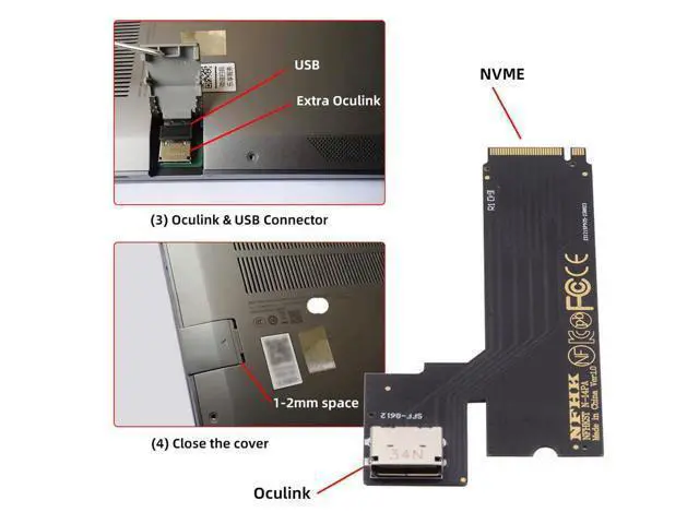 Alt view image 5 of 7 - WRIARICH PCI-E 4.0 M.2 M-Key to Oculink SFF-8612 SFF-8611 Host Adapter for 2022 2023 ThinkBook 14+ External Graphics Card & SSD
