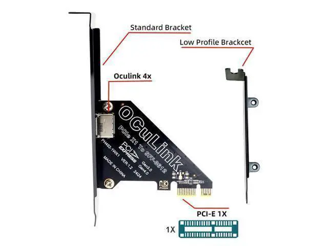 Alt view image 2 of 7 - WRIARICH Adapter PCI-Express 4.0 PCIE 1x to Oculink SFF-8612 SFF-8611 Host Card for U.2 SSD eGPU External Graphics Card Dock